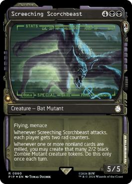 [860]【EN】【サージFOIL】■ショーケース■金切り声のスコーチビースト/Screeching Scorchbeast【PIP】[R][黒]