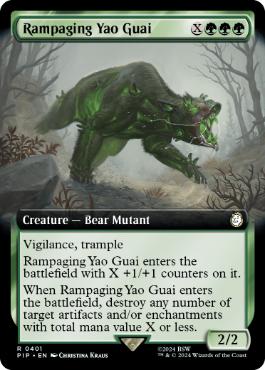 [401]【EN】【FOIL】■拡張アート■暴れ狂うヤオ・グアイ/Rampaging Yao Guai【PIP】[R][緑]