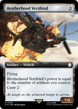 [959]【EN】【サージFOIL】■拡張アート■ブラザーフッド・ベルチバード/Brotherhood Vertibird【PIP】[R][茶]