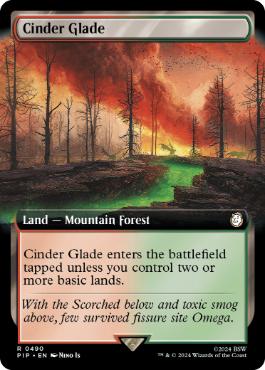 [490]【EN】【FOIL】■拡張アート■燃えがらの林間地/Cinder Glade【PIP】[R][土地]