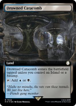 [1022]【EN】【サージFOIL】■拡張アート■水没した地下墓地/Drowned Catacomb【PIP】[R][土地]