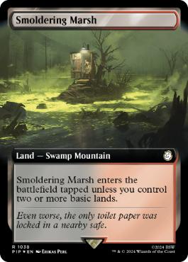 [1038]【EN】【サージFOIL】■拡張アート■燻る湿地/Smoldering Marsh【PIP】[R][土地]