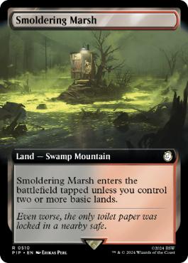 [510]【EN】【FOIL】■拡張アート■燻る湿地/Smoldering Marsh【PIP】[R][土地]