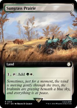 [513]【EN】【FOIL】■拡張アート■サングラスの大草原/Sungrass Prairie【PIP】[R][土地]