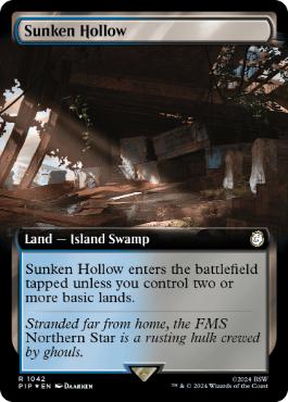 [1042]【EN】【サージFOIL】■拡張アート■窪み渓谷/Sunken Hollow【PIP】[R][土地]