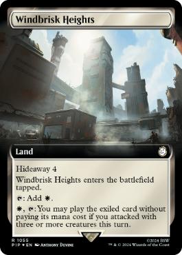 [1055]【EN】【サージFOIL】■拡張アート■風立ての高地/Windbrisk Heights【PIP】[R][土地]