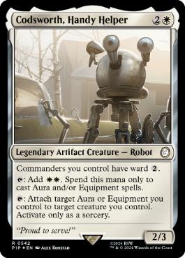 [542]【EN】【サージFOIL】有能な執事、コズワース/Codsworth, Handy Helper【PIP】[R][白]