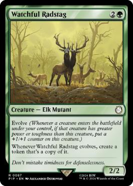 [087]【EN】【FOIL】警戒するラッドスタッグ/Watchful Radstag【PIP】[R][緑]
