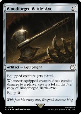 [754]【EN】【サージFOIL】血鍛冶の戦斧/Bloodforged Battle-Axe【PIP】[R][茶]