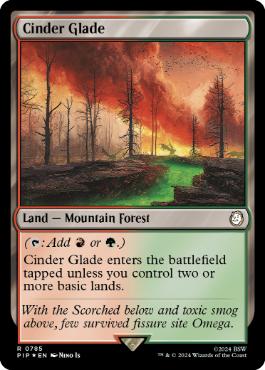 [785]【EN】【サージFOIL】燃えがらの林間地/Cinder Glade【PIP】[R][土地]