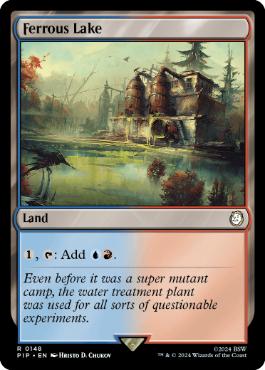 [148]【EN】【FOIL】蝕む池/Ferrous Lake【PIP】[R][土地]