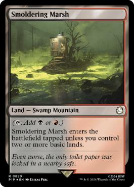 [820]【EN】【サージFOIL】燻る湿地/Smoldering Marsh【PIP】[R][土地]