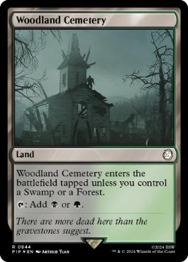 [844]【EN】【サージFOIL】森林の墓地/Woodland Cemetery【PIP】[R][土地]