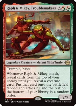 [167]【EN】【FOIL】トラブルメーカー、ラフとマイキー/Raph & Mikey, Troublemakers【TMT】[R][多色]