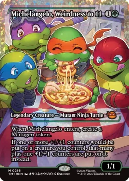 [298]【EN】【フラクチャーFOIL】■ショーケース■ぶっとび全開、ミケランジェロ/Michelangelo, Weirdness to 11【TMT】[M][緑]