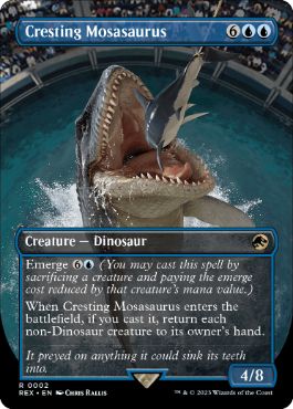 [002]【EN】【FOIL】■ボーダーレス■高揚するモササウルス/Cresting Mosasaurus【REX】[R][青]
