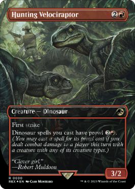 [030]【EN】【ロゴ入FOIL】■ボーダーレス■狩りをするヴェロキラプトル/Hunting Velociraptor【REX】[R][赤]
