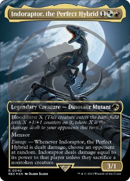 [040]【EN】【ロゴ入FOIL】■ボーダーレス■究極のハイブリッド恐竜、インドラプトル/Indoraptor, the Perfect Hybrid【REX】[R][多色]