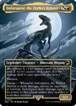 [015]【EN】【FOIL】■ボーダーレス■究極のハイブリッド恐竜、インドラプトル/Indoraptor, the Perfect Hybrid【REX】[R][多色]