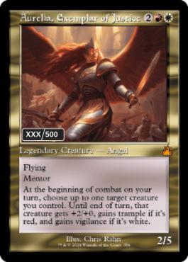 [356]【EN】【ダブルレインボウFOIL】■旧枠■正義の模範、オレリア/Aurelia, Exemplar of Justice(シリアル入り)【RVR】[M][多色]