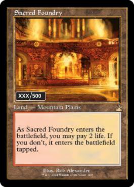[409]【EN】【ダブルレインボウFOIL】■旧枠■聖なる鋳造所/Sacred Foundry(シリアル入り)【RVR】[R][土地]