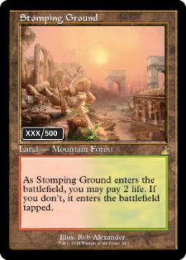 [413]【EN】【ダブルレインボウFOIL】■旧枠■踏み鳴らされる地/Stomping Ground(シリアル入り)【RVR】[R][土地]