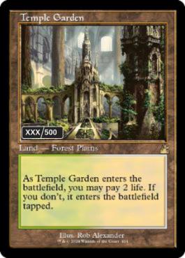 [414]【EN】【ダブルレインボウFOIL】■旧枠■寺院の庭/Temple Garden(シリアル入り)【RVR】[R][土地]
