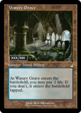 [415]【EN】【ダブルレインボウFOIL】■旧枠■湿った墓/Watery Grave(シリアル入り)【RVR】[R][土地]