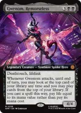 [256]【EN】【FOIL】■拡張アート■情け容赦無き者、グウェノム/Gwenom, Remorseless【SPM】[M][黒]