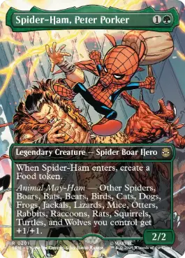[201]【EN】【FOIL】■ボーダーレス■スパイダーハム、ピーター・ポーカー/Spider-Ham, Peter Porker【SPM】[R][緑]