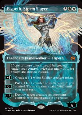 [401]【EN】【FOIL】■ショーケース■嵐の討伐者、エルズペス/Elspeth, Storm Slayer【TDM】[M][白]