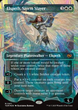 [411]【EN】【ハローFOIL】■ショーケース■嵐の討伐者、エルズペス/Elspeth, Storm Slayer【TDM】[M][白]