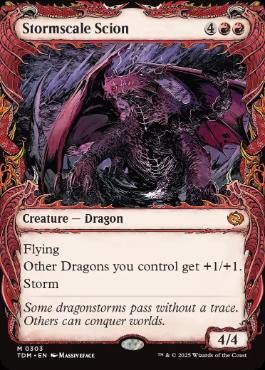 [303]【EN】【FOIL】■ショーケース■嵐鱗の末裔/Stormscale Scion【TDM】[M][赤]
