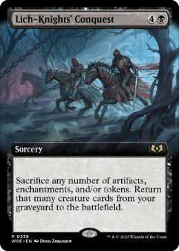 [338]【EN】【FOIL】■拡張アート■リッチの騎士の征服/Lich-Knights' Conquest【WOE】[R][黒]