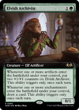 [355]【EN】【FOIL】■拡張アート■エルフの文書管理人/Elvish Archivist【WOE】[R][緑]
