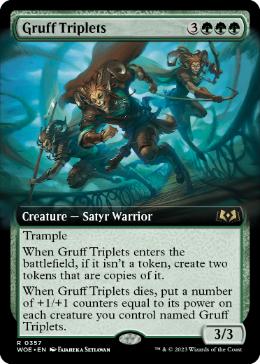 [357]【EN】【FOIL】■拡張アート■荒々しい三つ子/Gruff Triplets【WOE】[R][緑]